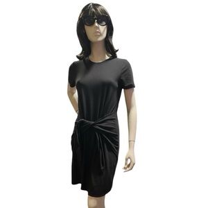 Theory Dakui Tie-Front Cotton Blend Dress – Black – Size M